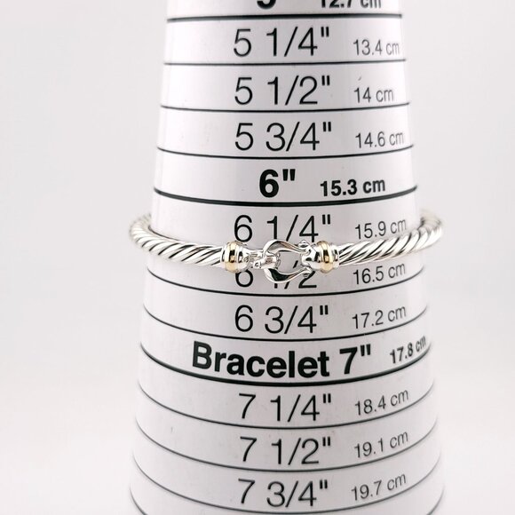 David Yurman Sterling Silver & 14k Gold FLEX 4mm Classic Cable Buckle Bracelet - Picture 4 of 11